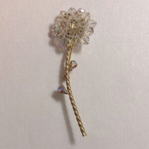 Large Alice Caviness Goldtone and Crystal Brooch